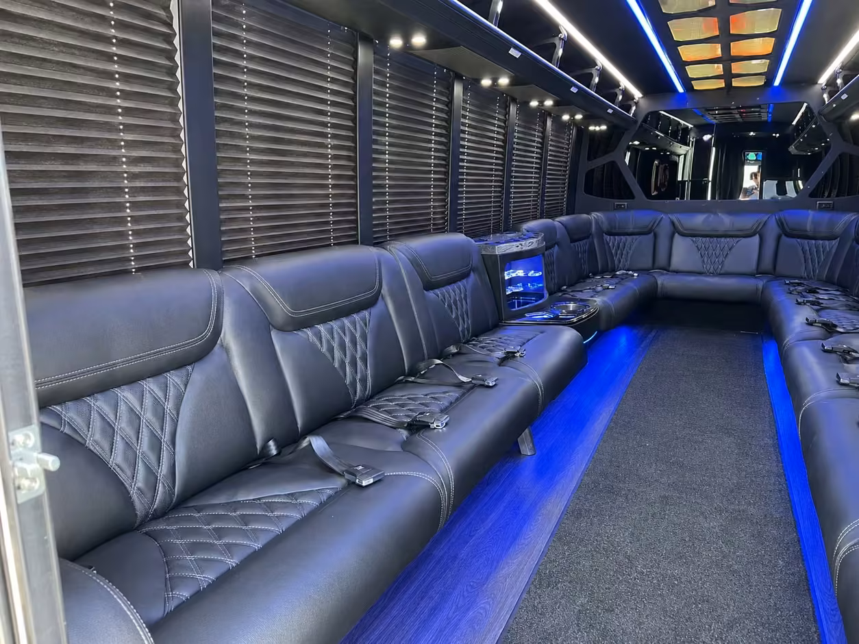 18 passenger party bus inside