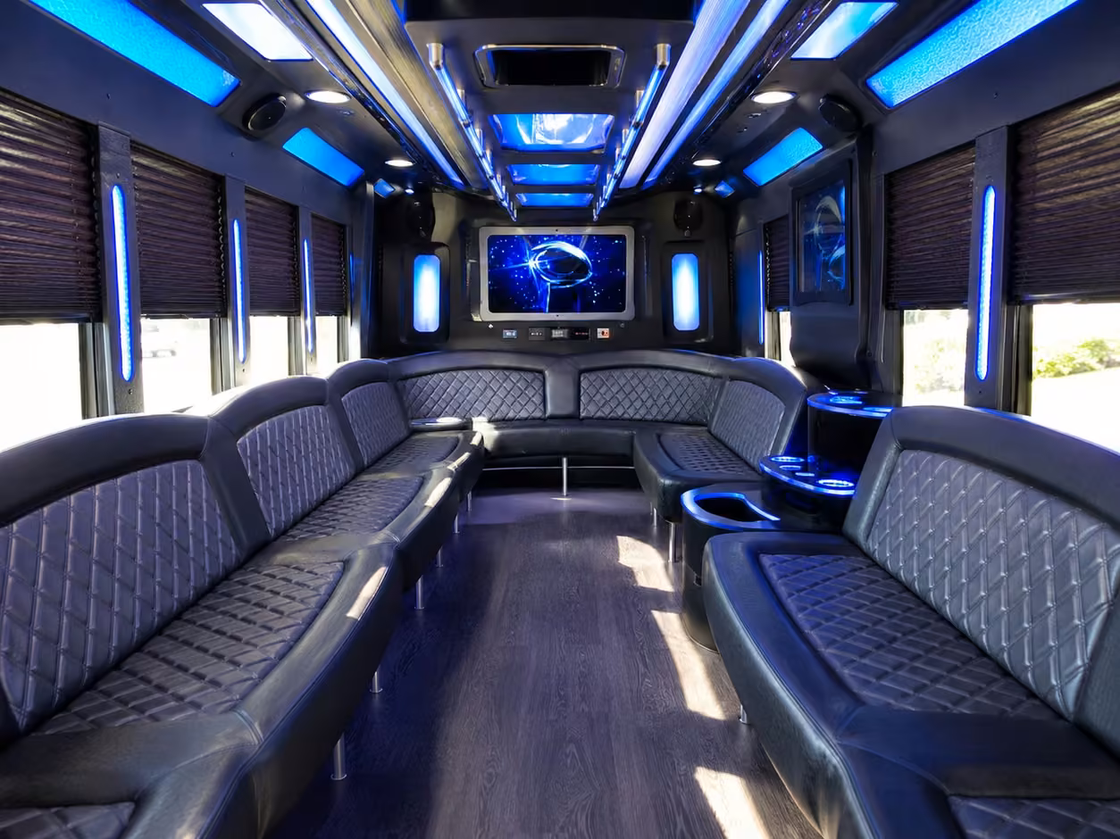 25 passenger party bus inside