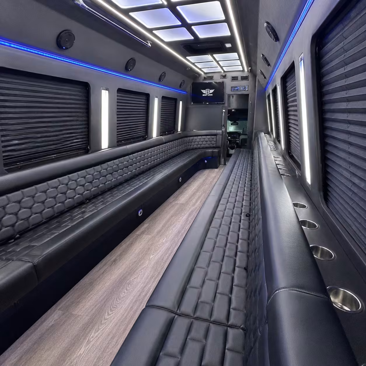 30 passenger party bus inside